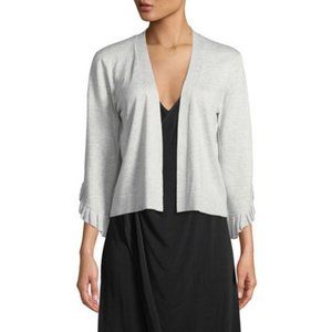 NEIMAN MARCUS Heather Gray Ruffled Cuff Cardigan